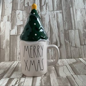Rae Dunn Merry X-Mas Mug with Christmas Tree Topper